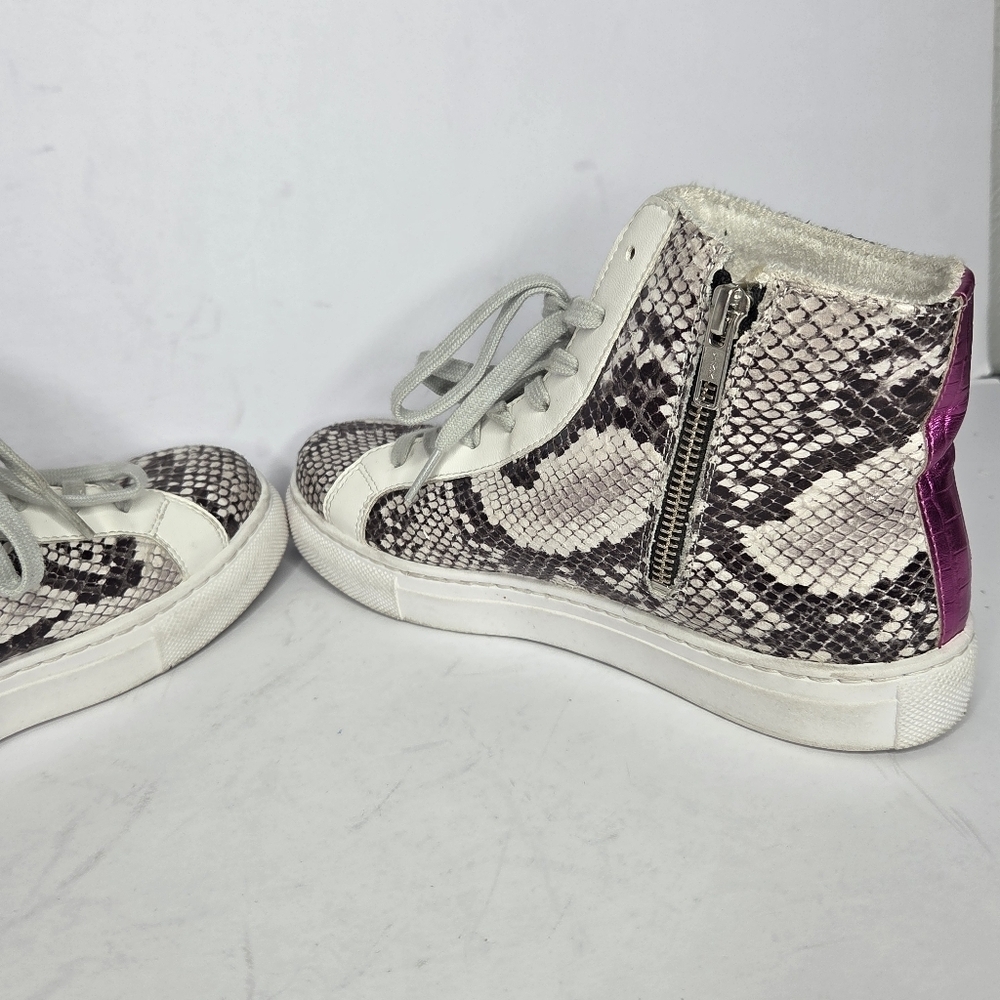 Steve Madden Jaren Snakeskin Star Lace High-Top Sneakers Women's Size 8.5 - Picture 7 of 11